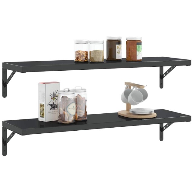 Supports d'étagères 4 pcs 30x2,5x15,5 cm noir acier inoxydable