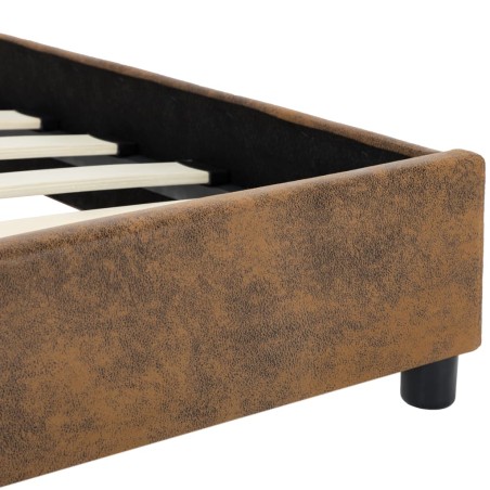 Cadre de lit sans matelas marron similicuir daim 100x200 cm