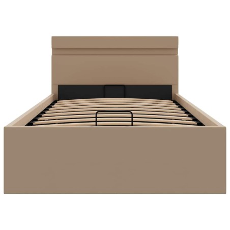 Cadre de lit à rangement hydraulique et LED similicuir 90x200cm