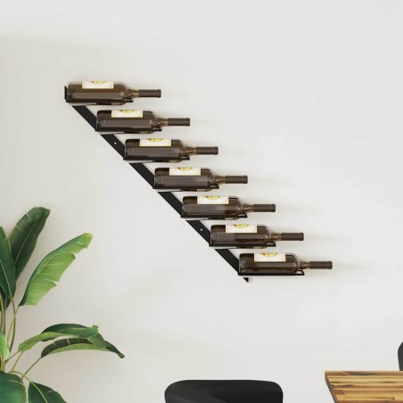 Casier à bouteilles mural pour 7 bouteilles Noir Métal