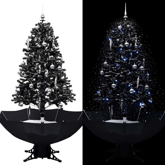 Arbre de Noël neigeux avec base de parapluie Noir 170 cm PVC