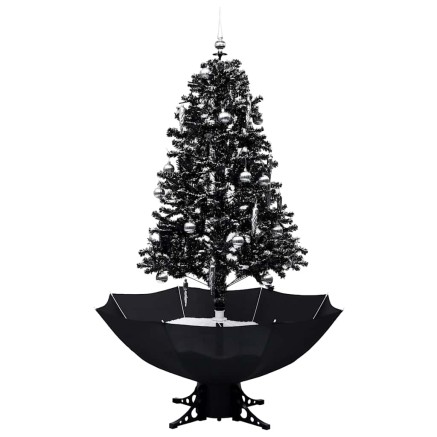 Arbre de Noël neigeux avec base de parapluie Noir 170 cm PVC 2