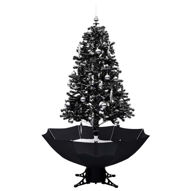 Arbre de Noël neigeux avec base de parapluie Noir 170 cm PVC