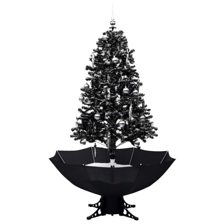 Arbre de Noël neigeux avec base de parapluie Noir 170 cm PVC