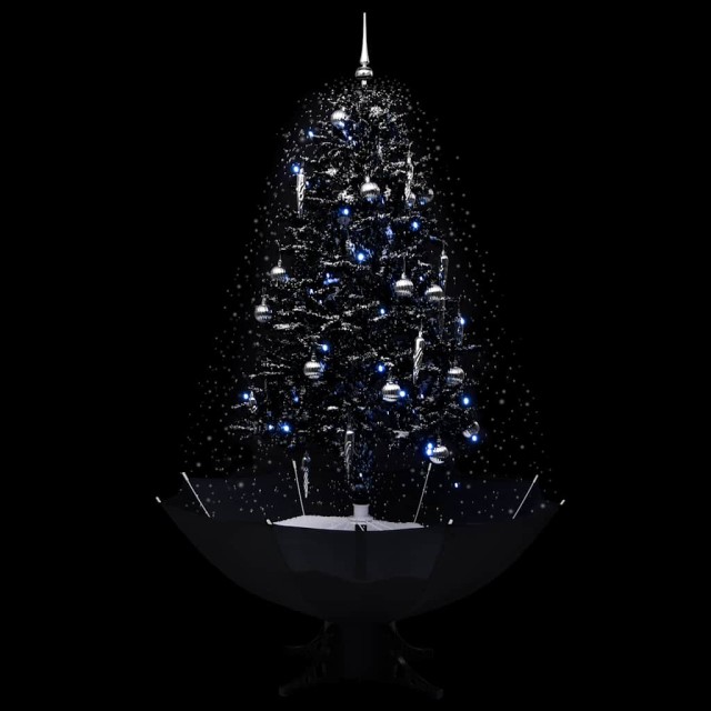 Arbre de Noël neigeux avec base de parapluie Noir 170 cm PVC