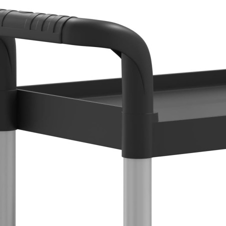 Chariot à 3 niveaux noir 77x34x72 cm aluminium