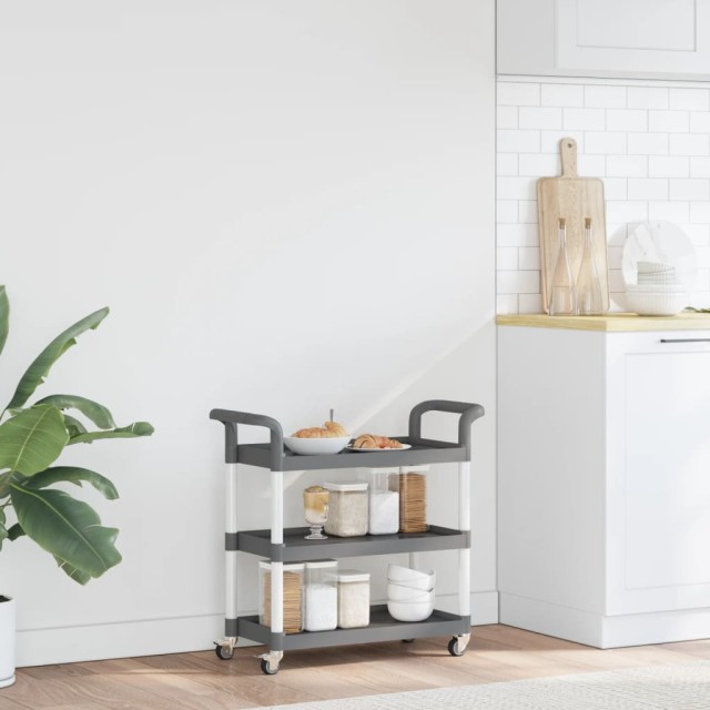 Chariot à 3 niveaux gris 77x34x72 cm aluminium