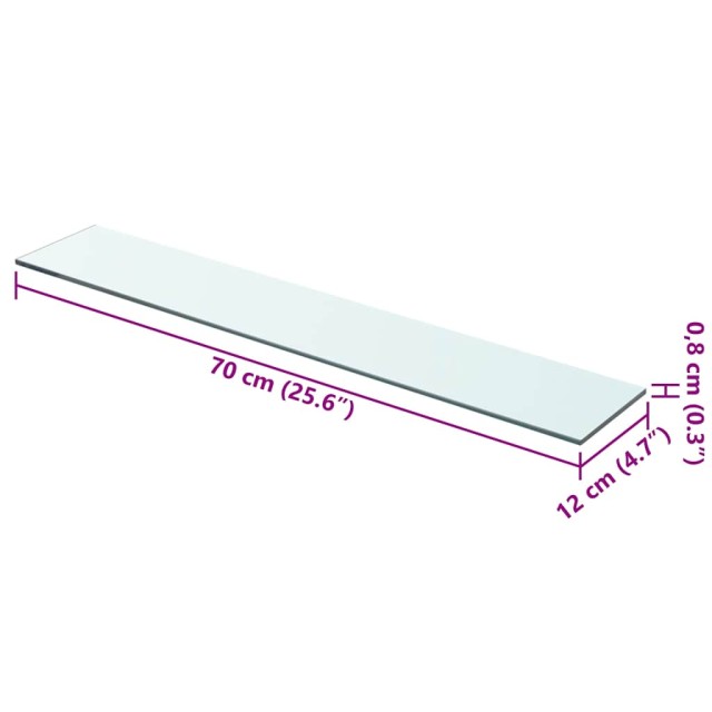 Panneaux d'étagère 2 pcs Verre Transparent 70x12 cm