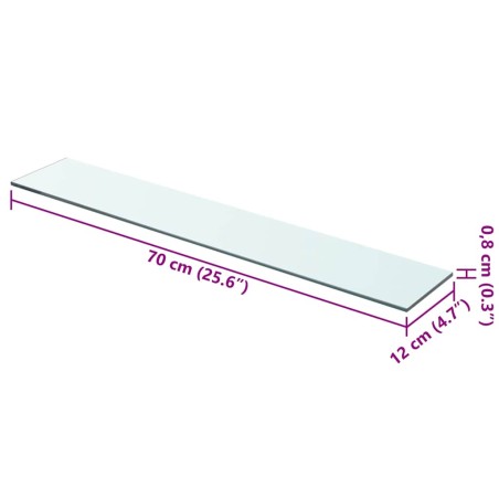 Panneaux d'étagère 2 pcs Verre Transparent 70x12 cm