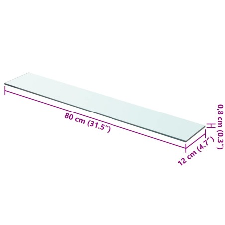 Panneaux d'étagère 2 pcs Verre Transparent 80 x 12 cm