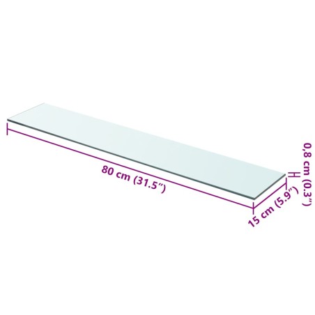 Panneaux d'étagère 2 pcs Verre Transparent 80 x 15 cm