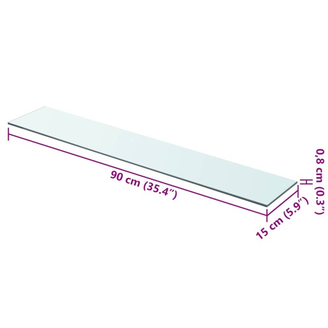 Panneaux d'étagère 2 pcs Verre Transparent 90 x 15 cm