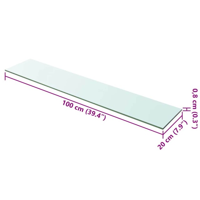Panneaux d'étagère 2 pcs Verre Transparent 100 x 20 cm