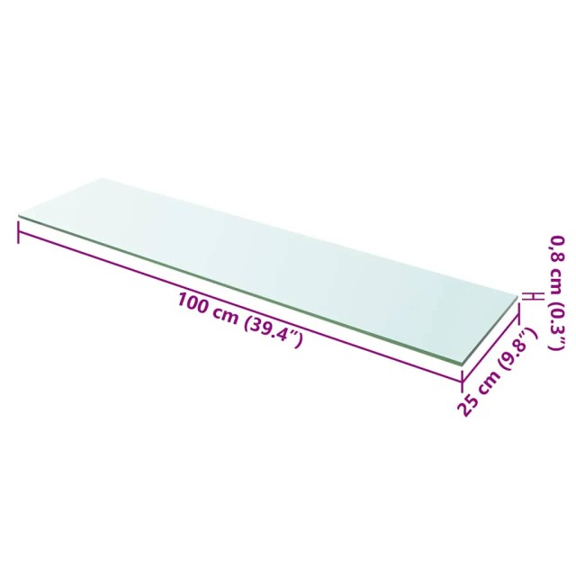 Panneaux d'étagère 2 pcs Verre Transparent 100 x 25 cm