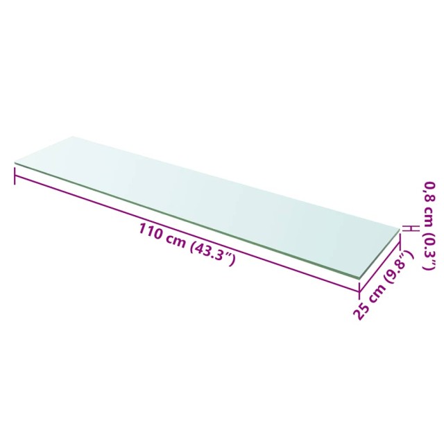 Panneaux d'étagère 2 pcs Verre Transparent 110 x 25 cm