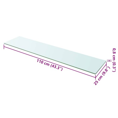 Panneaux d'étagère 2 pcs Verre Transparent 110 x 25 cm