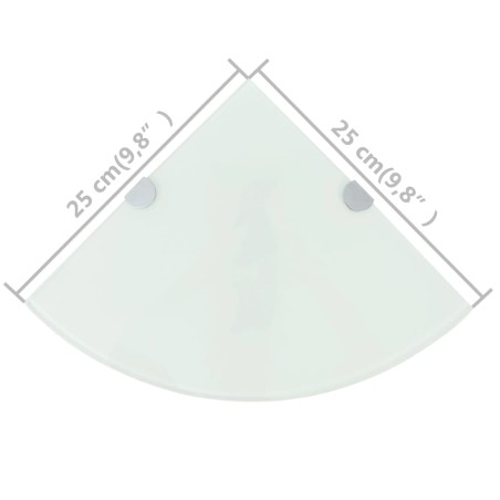 Étagères d'angle 2 pcs et supports chromés Verre Blanc 25x25 cm