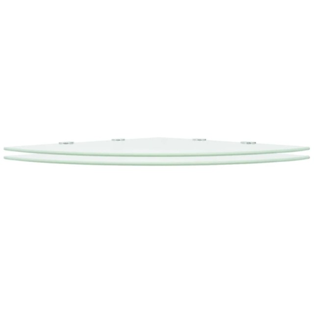 Étagères d'angle 2 pcs et supports chromés Verre Blanc 45x45 cm