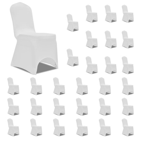 Housses élastiques de chaise Blanc 30 pcs