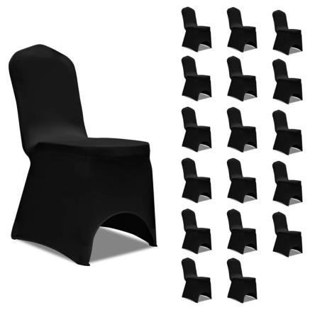 Housses élastiques de chaise Noir 18 pcs