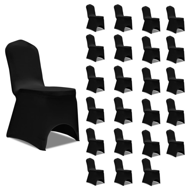 Housses élastiques de chaise Noir 24 pcs