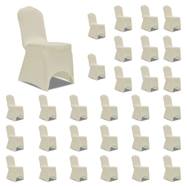 Housses élastiques de chaise Crème 30 pcs