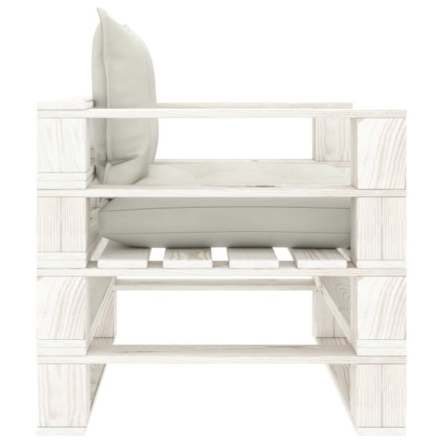 Canapé palette de jardin avec coussins beige Bois