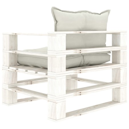 Canapé palette de jardin avec coussins beige Bois