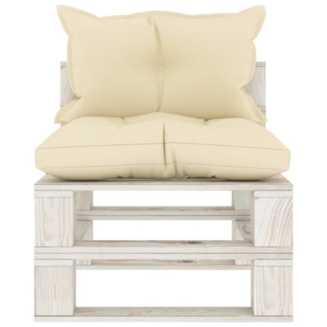 Canapé palette de milieu de jardin avec coussins crème Bois
