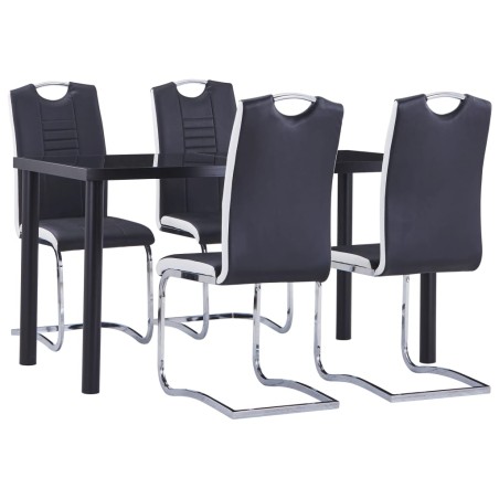 Ensemble de salle à manger 5 pcs Similicuir Noir