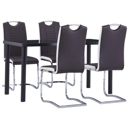 Ensemble de salle à manger 5 pcs Similicuir Marron