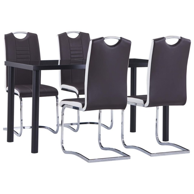Ensemble de salle à manger 5 pcs Similicuir Marron