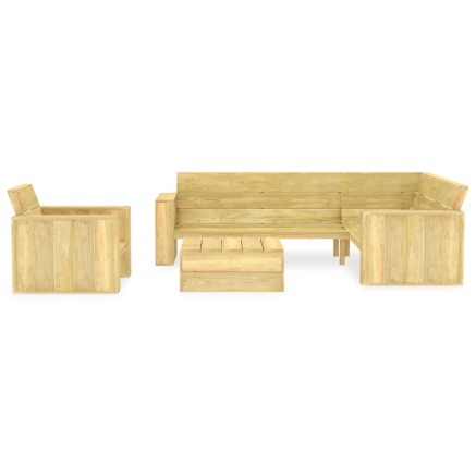Salon de jardin 3 pcs Bois de pin imprégné 2