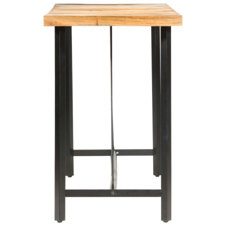 Ensemble de bar 9 pcs Bois d'acacia solide et cuir véritable