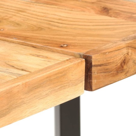 Ensemble de bar 9 pcs Bois d'acacia solide et cuir véritable