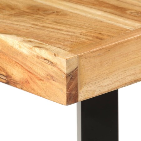Ensemble de bar 9 pcs Bois d'acacia solide et cuir véritable