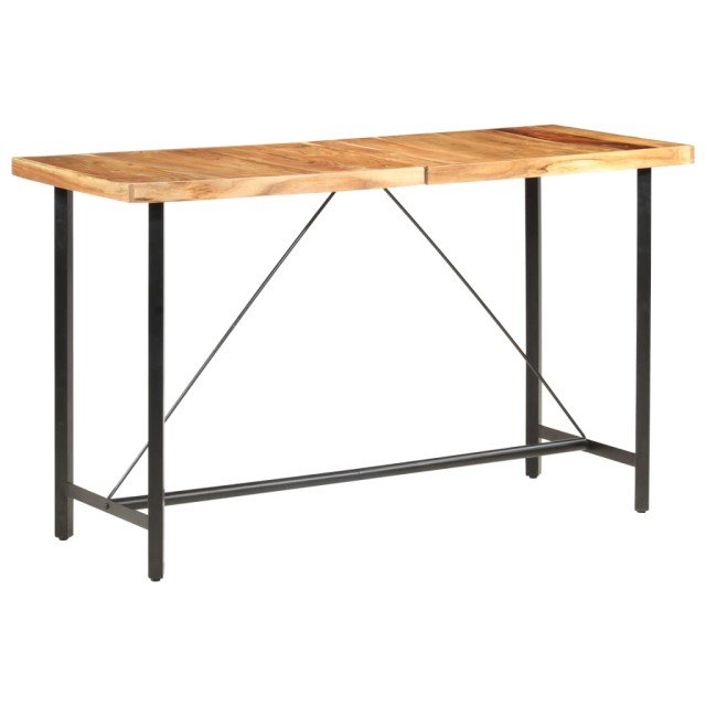 Ensemble de bar 9 pcs Bois d'acacia solide et cuir véritable