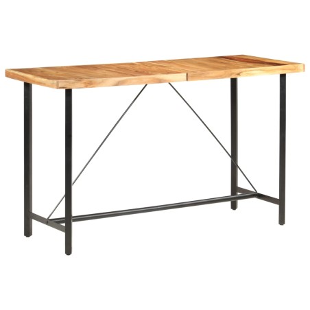 Ensemble de bar 9 pcs Bois d'acacia solide et cuir véritable