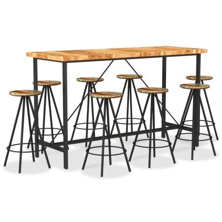 Ensemble de bar 9 pcs Bois d'acacia et de récupération massif