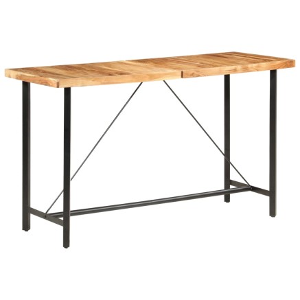 Ensemble de bar 9 pcs Bois d'acacia solide et cuir véritable 2