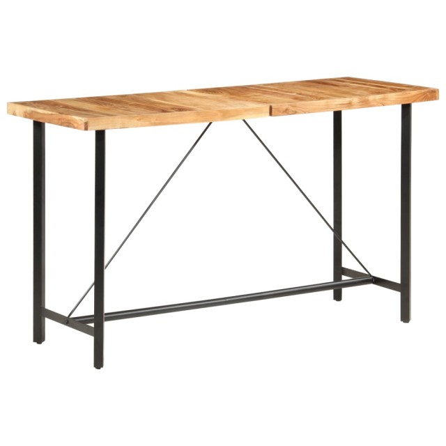 Ensemble de bar 9 pcs Bois d'acacia solide et cuir véritable