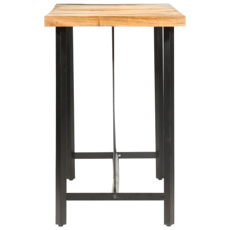 Ensemble de bar 9 pcs Bois d'acacia solide et cuir véritable