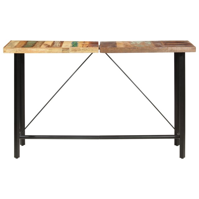Ensemble de bar 9 pcs Bois de récupération et cuir véritable