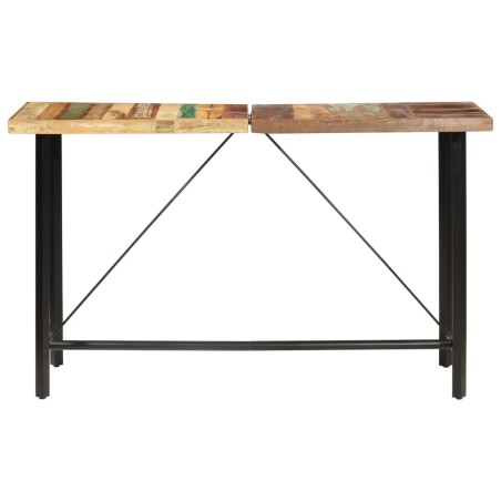 Ensemble de bar 9 pcs Bois de récupération et cuir véritable