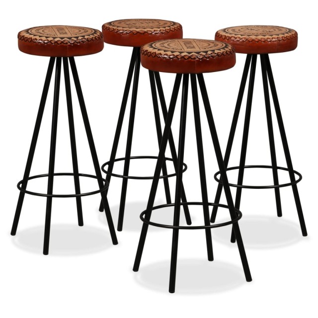 Ensemble de bar 9 pcs Bois de récupération et cuir véritable