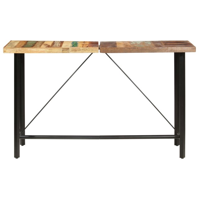 Ensemble de bar 7 pcs Bois de récupération et cuir véritable