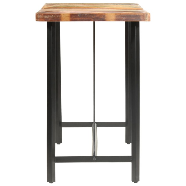Ensemble de bar 7 pcs Bois de récupération et cuir véritable