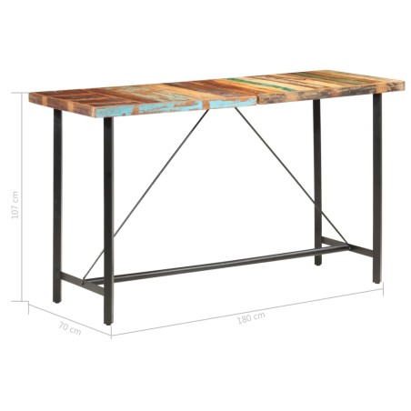 Ensemble de bar 7 pcs Bois de récupération et cuir véritable
