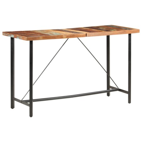 Ensemble de bar 7 pcs Bois de récupération et cuir véritable