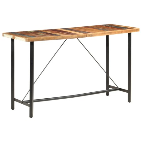 Ensemble de bar 7 pcs Bois de récupération et cuir véritable